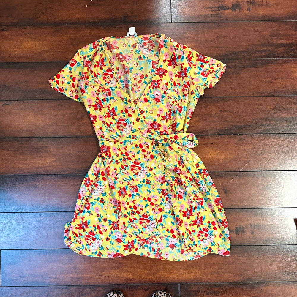 J Crew Yellow floral Wrap Dress